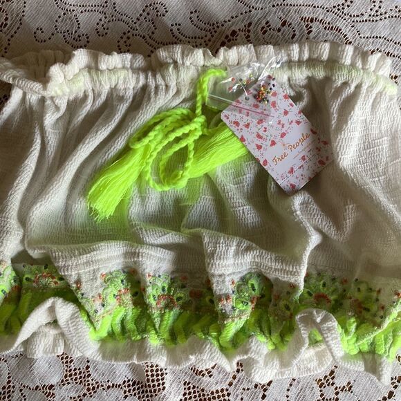 Free People No More Tiers Embroidered Beaded Boho Tube Top Sz XS New With Tags - Picture 13 of 13